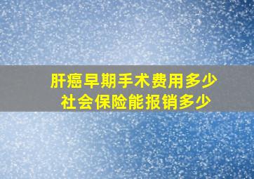 肝癌早期手术费用多少 社会保险能报销多少